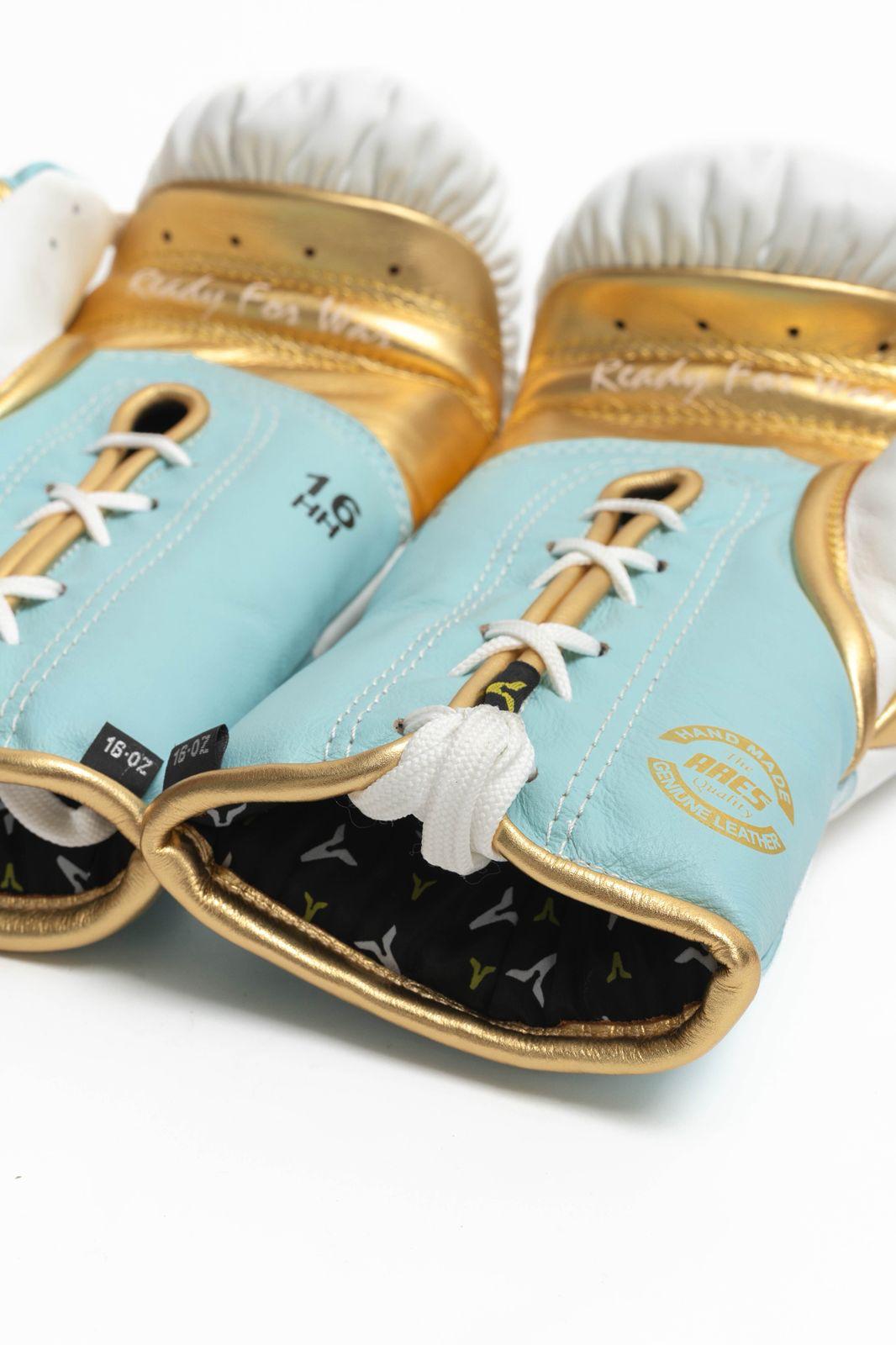 Specialé Gloves - White, Baby Blue and Gold