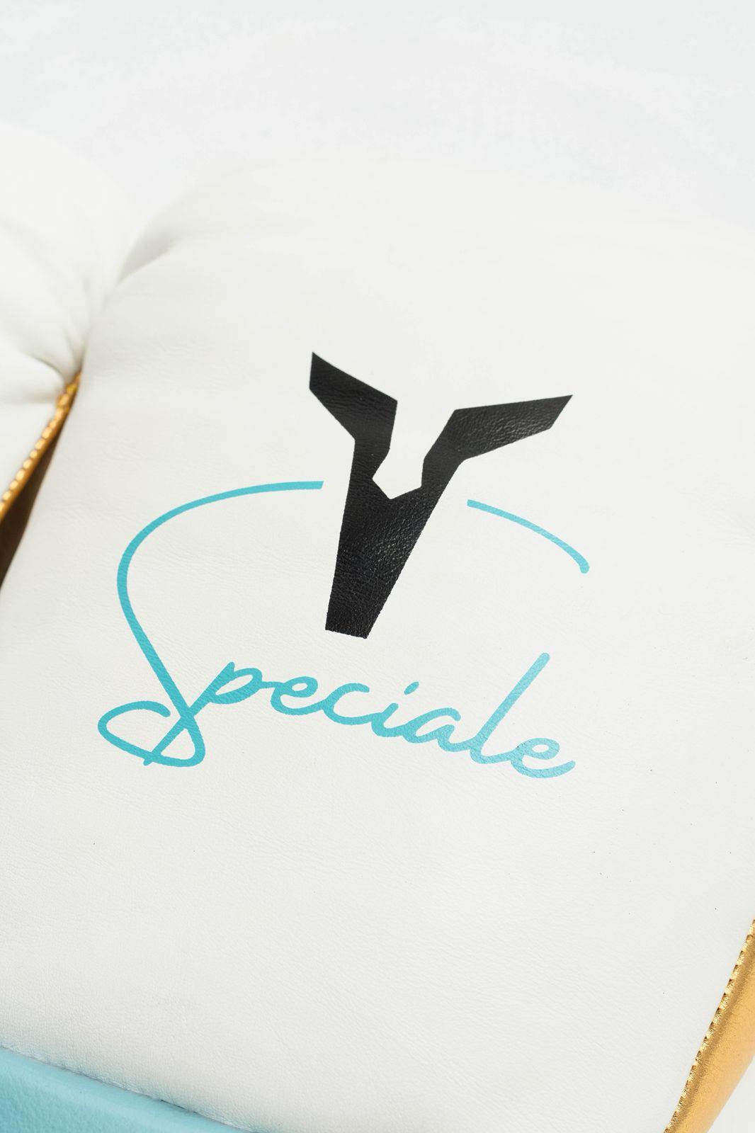 Specialé Gloves - White, Baby Blue and Gold